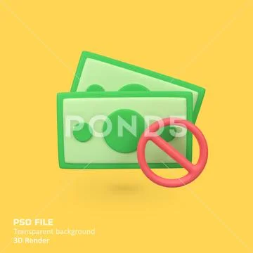 Does not accept cash isolated 3d render icon illustration PSD Template