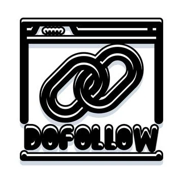 Dofollow backlink concept with web browser window Illustrazione stock