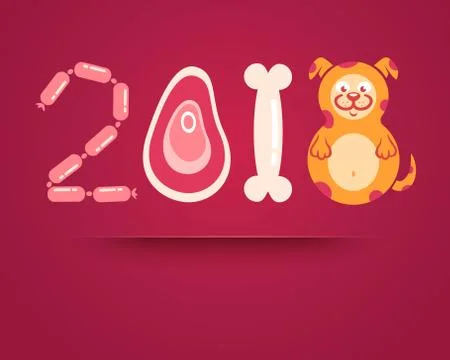 Dog and 2018 Иллюстрация