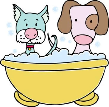 Dog and cat bath Stock Illustration