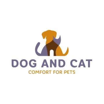 Dog and Cat with effect Overlay trend logo art Stock Illustration