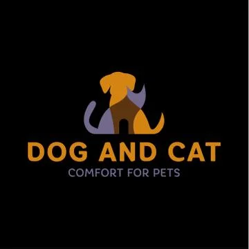 Dog and Cat with effect Overlay trend logo art Stock Illustration
