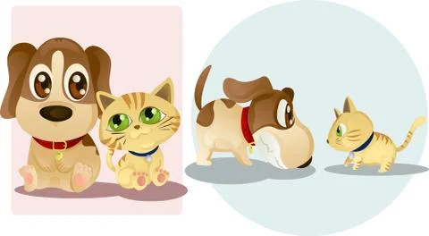 Dog and cat Illustrazione stock