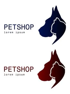 Dog and cat logo in two variation Stock Illustration