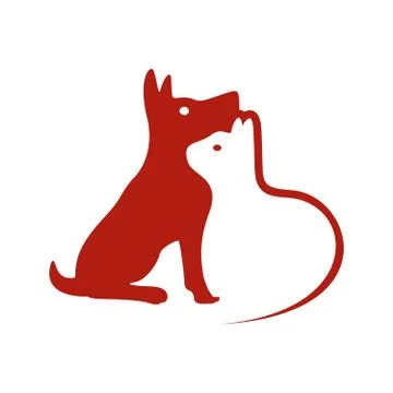 Dog and Cat Negative Space Symbol Logo Design Stock Illustration