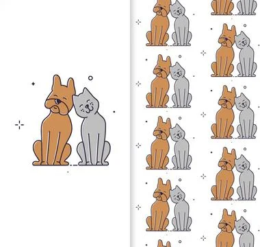  Dog and cat seamless pattern on a white background Dog and cat seamless p... Stock Photos