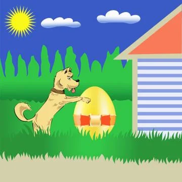 Dog and easter egg Stock Illustration