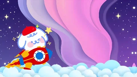 Dog Astronaut Flying Rocket Through Starry Cosmos Sky Adventure Stock Footage 302242525