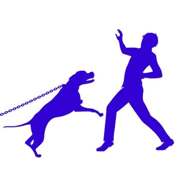 Dog attacking a human Stock Illustration