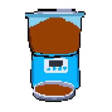 Dog automatic pet feeder pixel art vector illustration Stock-Illustration