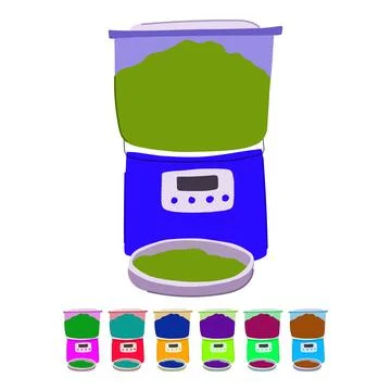 Dog automatic pet feeder vector cartoon graphic Stock Illustration