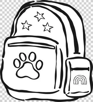 Dog Back to School Outline, Hand Drawn Backpack With Paw Print Illustrazione stock