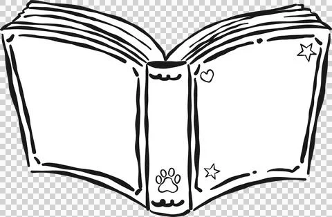 Dog Back to School Outline, Hand Drawn Open Book Sketch Stockillustratie