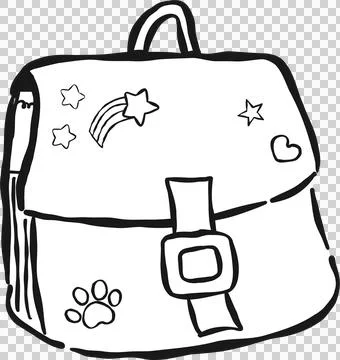 Dog Back to School Outline, Hand Drawn School Bag Backpack Illustrazione stock