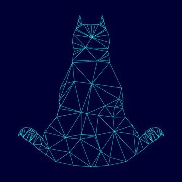 Dog from back view low poly triangulation triangulated polygonal electric cya Ilustração Stock