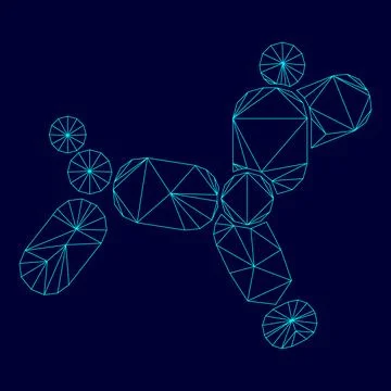 Dog ballon low poly triangulation triangulated polygonal electric cyan blue v Stock Illustration