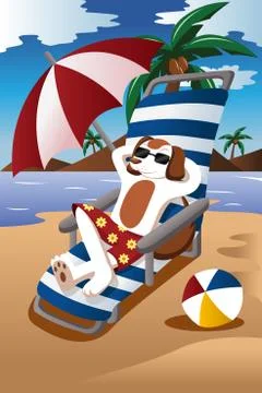 Dog at the beach Stock Illustration