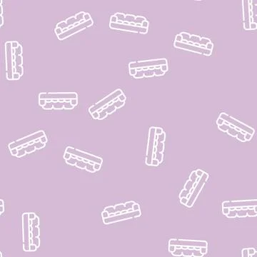 Dog bed couch line vector seamless pattern Stock Illustration