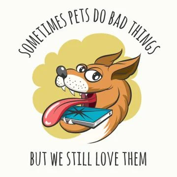 Dog Bites Cell Phone Stock Illustration