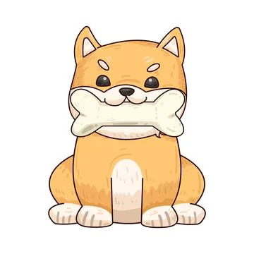 Dog biting bone illustration Illustration