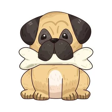 Dog biting bone illustration Illustration
