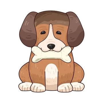 Dog biting bone illustration Illustration