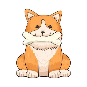 Dog biting bone illustration Illustration