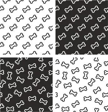 Dog Bone Aligned &amp; Random Seamless Pattern Set Illustrazione stock