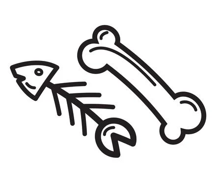 Dog Bone and Fish Bone - Pet Food Icon Stock Illustration