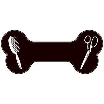 Dog bone and scissors comb, symbol for grooming salon Stock Illustration