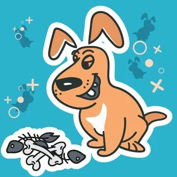 Dog with bone cartoon vector illustration Stock Illustration