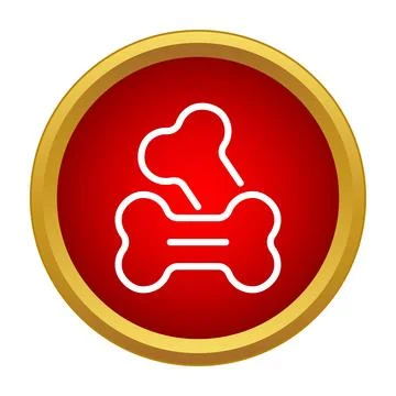 Dog bone icon with red circle background Stock Illustration