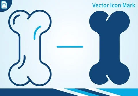 Dog bone icon set with outline and solid flat vector design. Illustrazione stock