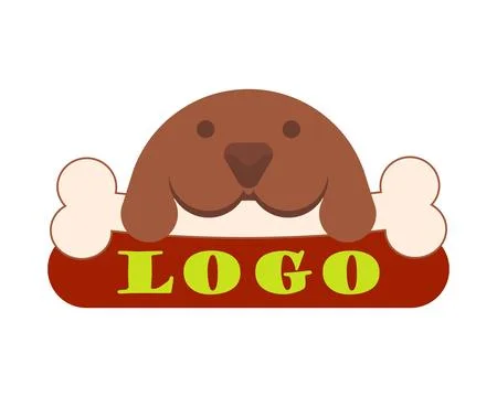 Dog bone logo. A dog with a long bone in mouth. Vector illustration Stock Illustration