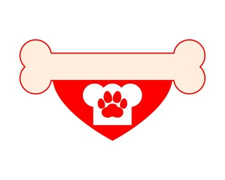 Dog bone logo. Pink bone, dog footprint and chef hat.  Stock Illustration