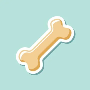 Dog bone sticker icon in flat style. Human skeleton vector illustration on .. Stock Illustration