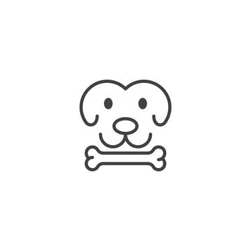 Dog with bone. Vector icon template Stock Illustration