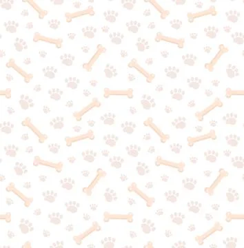 Dog bones seamless pattern. Bone and traces of puppy paws repetitive texture Stock Illustration
