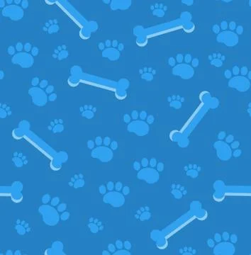 Dog bones seamless pattern. Bone and traces of puppy paws repetitive texture Stock-Illustration