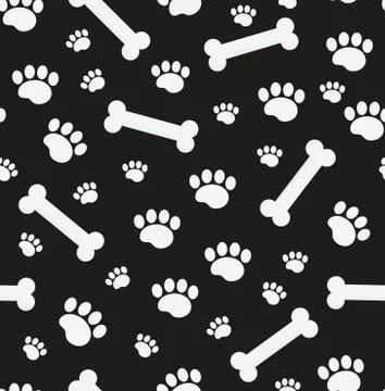 Dog bones seamless pattern. Bone and traces of puppy paws repetitive texture Stock-Illustration