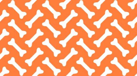 Dog bones vector seamless pattern with flat icons. Orange white color pet food Illustrazione stock