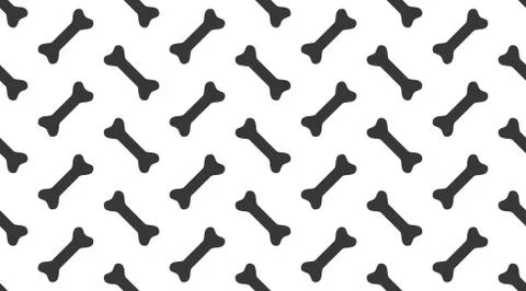 Dog bones vector seamless pattern with flat icons. Black white color pet food Stock Illustration