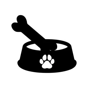 Dog Bowl With Bone Flat style icon vector illustration Stock Illustration