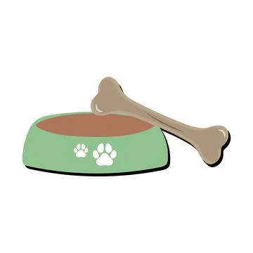 Dog Bowl With Bone Flat style icon vector illustration Stock Illustration