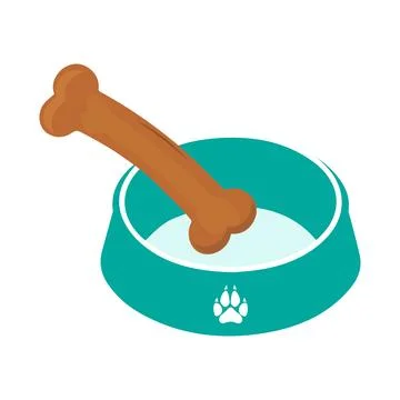 Dog Bowl With Bone Flat style icon vector illustration Stock Illustration