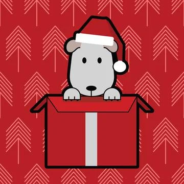 Dog in the box as christmas present Stock Illustration