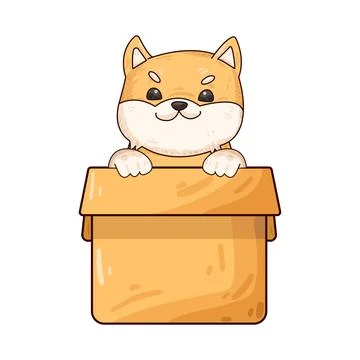 Dog in box illustration Stock Illustration