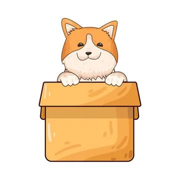 Dog in box illustration Stock Illustration