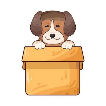 Dog in box illustration Stock Illustration