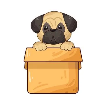 Dog in box illustration Stock Illustration